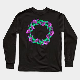 Round frame with pretty flowers poppies. Long Sleeve T-Shirt